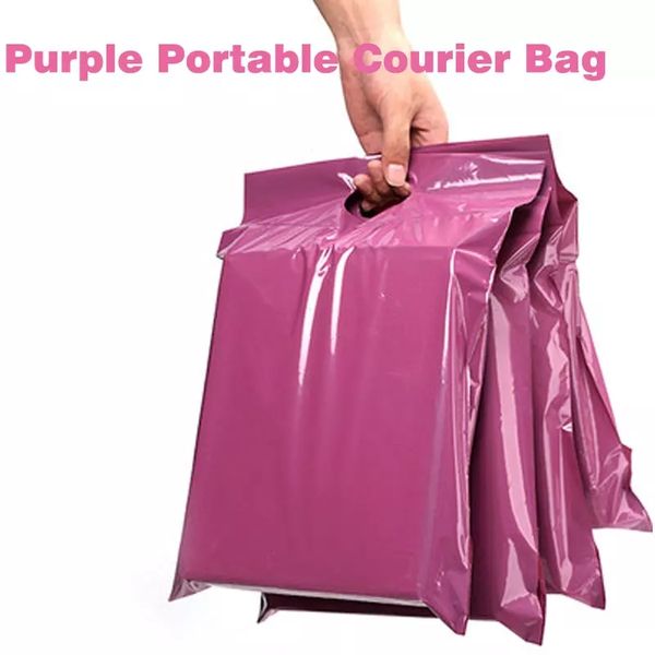 50 pz/lotto Viola Tote Bag Express Bag Corriere Borse Autosigillante Adesivo Spessa Impermeabile di Plastica Poli Busta Mailing Bag