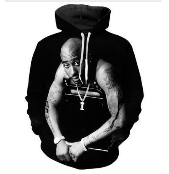 

новая мода мужчины / женщины пары tupac 2pac смешные 3d толстовки толстовки осень зима повседневная печати пуловеры с капюшоном топы hp039, Black