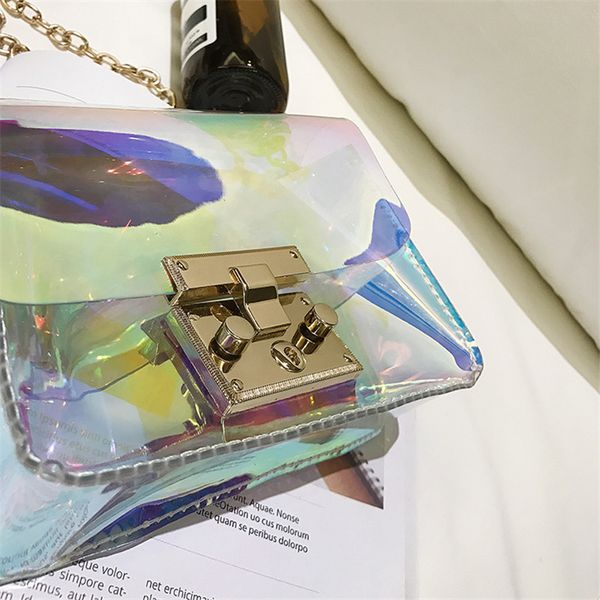 

дизайнер-женщины прозрачные сумки очистить пвх jelly малый сумка messenger лазерная голографические мешки плеча женщина lady sac femme bando