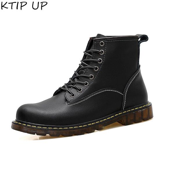 

size 35-44 spring autumn flat ankle boots women shoes autumn winter fur fashion round toe lace-up leather boots ladies shoes, Black