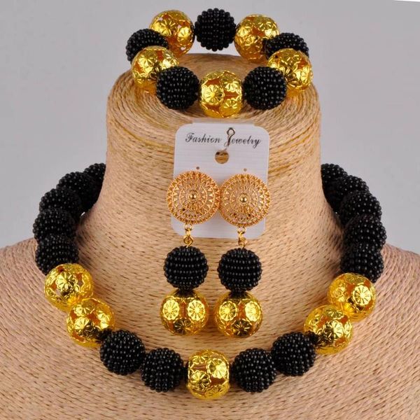 

black african beads jewelry set simulated pearl necklace fzz15, Silver