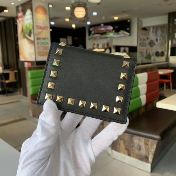 

women wallet cowhide genuine leather wallets coin purse clutch hasp open retro short wallet 13 cm, Red;black