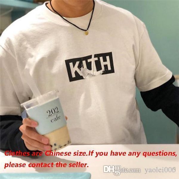 

2019 лето kith получил молоко молока печати коробки логотип с короткими рукавами мужчины сверхразмерной парой моделей футболки женское дном, White;black