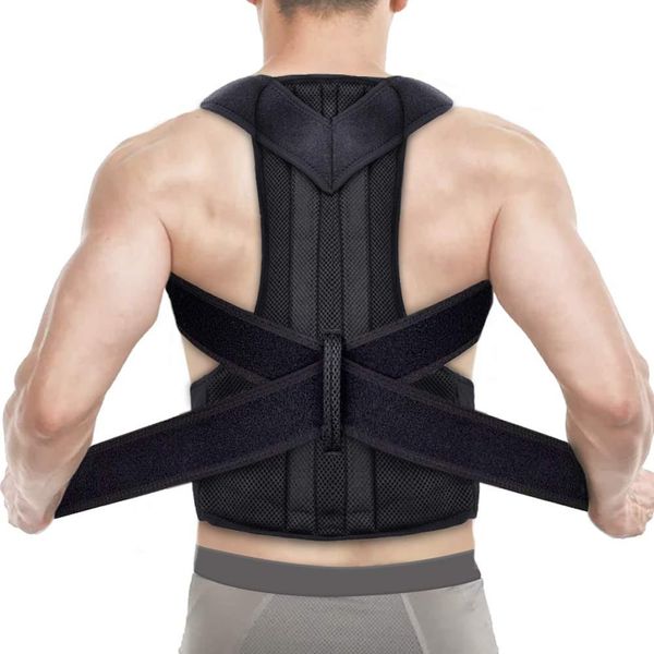 

aptoco posture corrector back posture brace clavicle support sslouching and hunching adjustable back trainer unisex, Black;blue