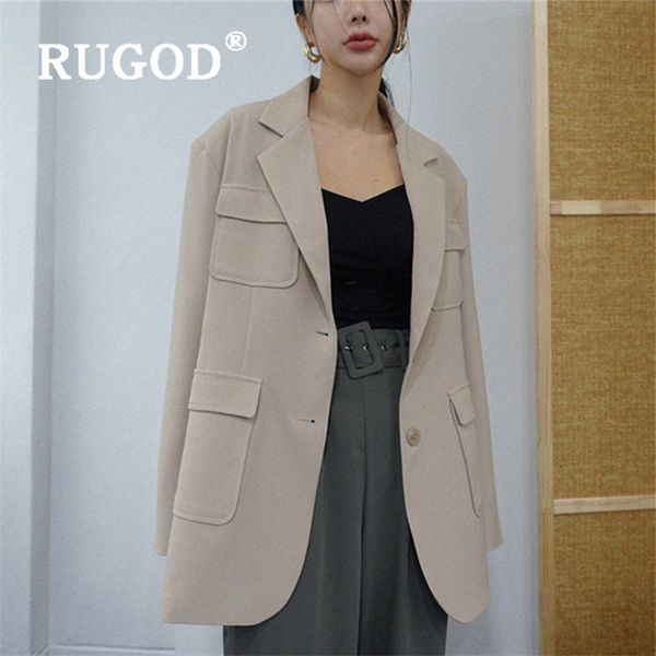 

rugod stylish women blazer solid elegant long sleeved single breasted solid outwears casual lady, White;black