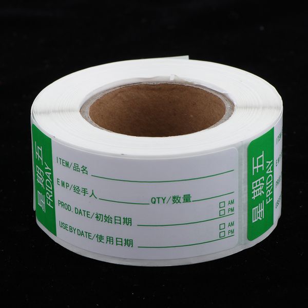 

250pcs / roll неделя съемные этикетки дата наклейки для хранения продуктов вращения