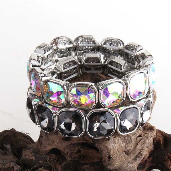 

beaded, strands md fashion women armbander rhodium plated summer multicolor crystal bracelets for jewelry gift, Black