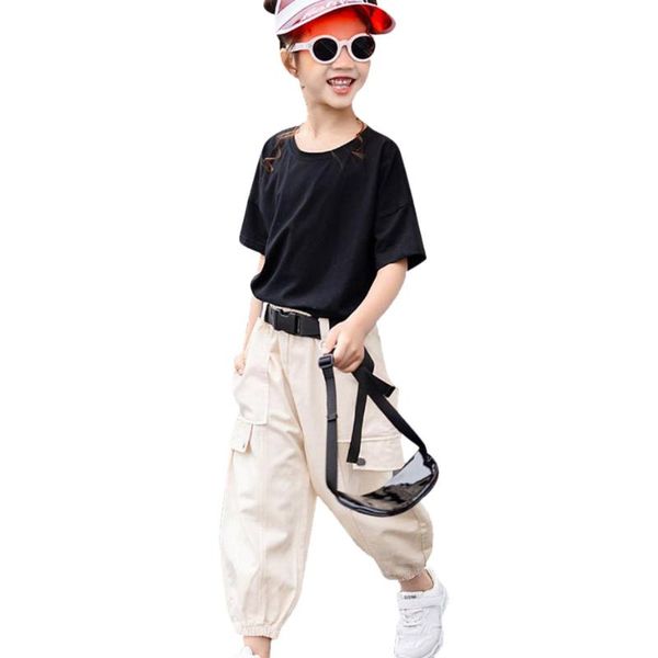 

clothing sets kids girls clothes set solid shirt + pants 2pcs summer casual style teenage children's suits 6 8 10 12 14, White