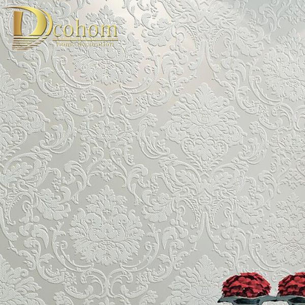 Rosa, creme bege branco vitoriano clássico europeu floral damasco papel de parede 3d estéreo vinil papel parede rolo decoração de casa sala de estar t200703