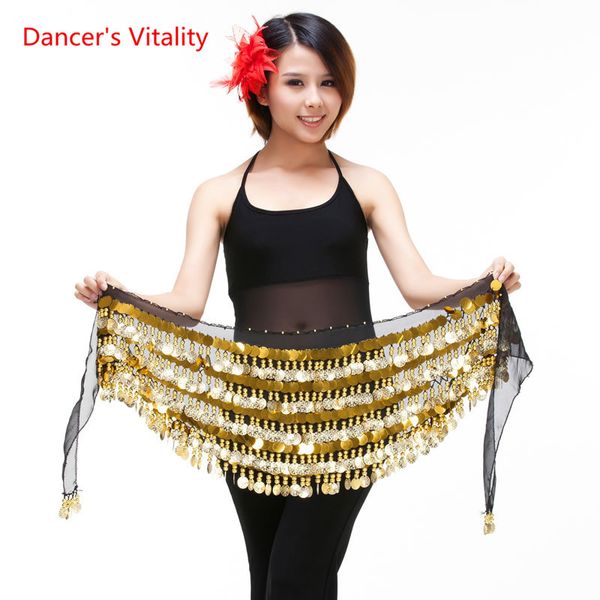 

dancewear for women belly dancewear training accessories hip scarf 288 coins belt golden belly dance hip belt, Black;red