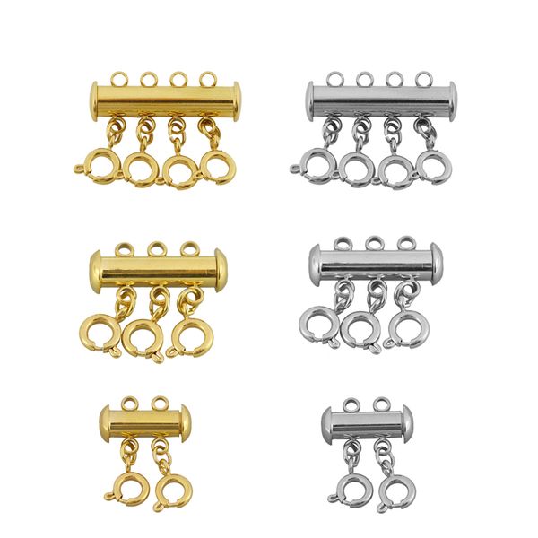 

1 set of stainless steel magnetic buckle and stainless steel spring bracelet buckle spring inner diameter 6mm 2/3/4 hole, Blue;slivery