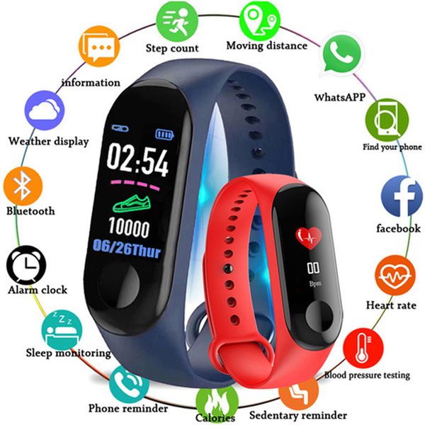 

sport watches new m3 smart band watch bracelet fitness tracker pedometer blood pressure heart rate monitor waterproof wristband, Slivery;brown
