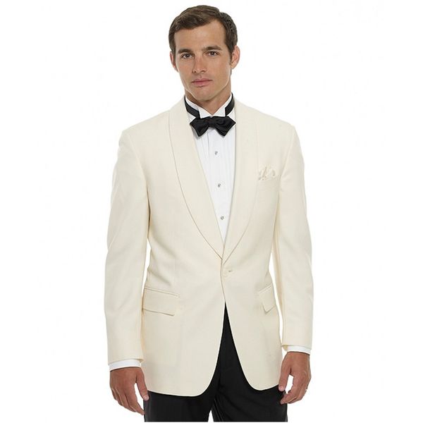 

custom made new style groomsmen shawl lapel groom tuxedos one button men suits wedding man (jacket+pants) b837, White;black