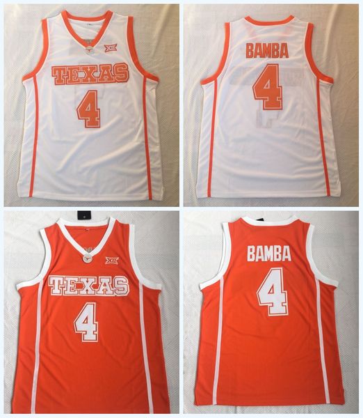 

Mens Texas Longhorns #4 MOHAMED BAMBA Mo Jersey Orange White Mohamed Bamba 100% Stitched College Basketball Jerseys S-3XL Fast Shipping