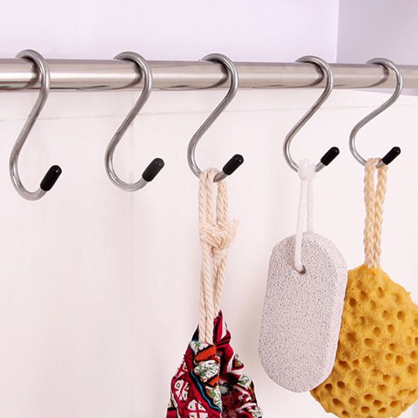

1lot s shaped hooks stainless door hangers ganchos para colgar for key clothes coat handbag storage rails holder essential