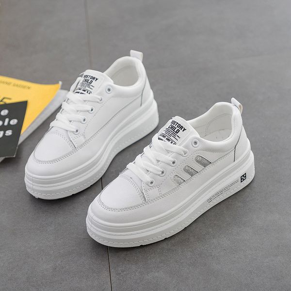 

2019 autumn women white shoes women casual leather flats shoes breathable lace up fashion sneakers zapatillas mujer size 35-40, Black