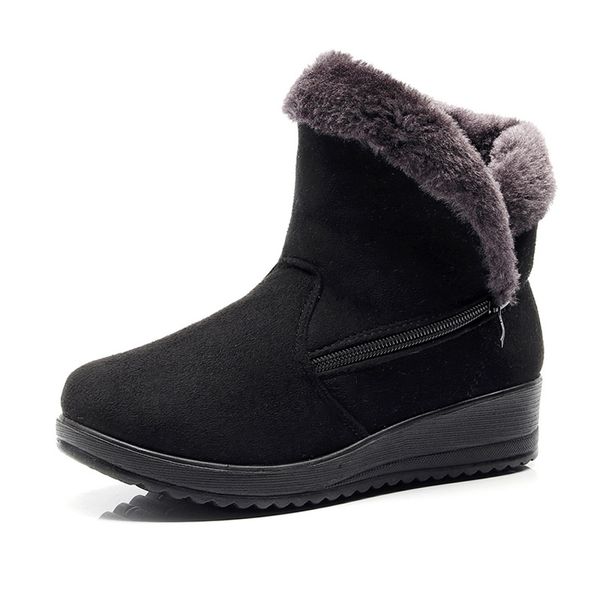 

lzj women boots non-slip waterproof winter ankle snow boots women platform winter shoes with thick fur botas mujer 2019 size 42, Black
