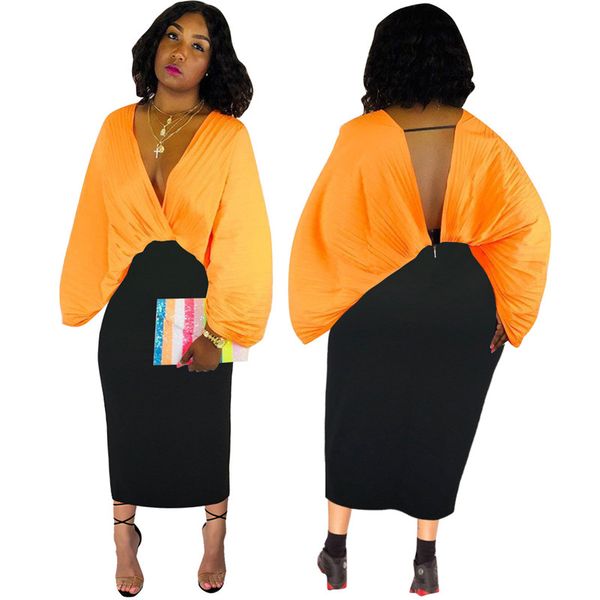 

green pleated chiffon bandage dress women cloak sleeve open back club party dress casual v neck high waist plus size dress nzk-1820, White;black