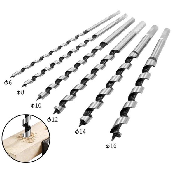 

6pcs/set lengthen hex shank auger drill bits wood carpenter for woodworking woodworking twist drill bit tool set