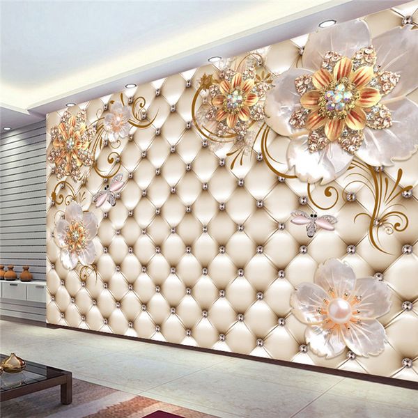 

jointless custom 3d mural wallpaper european style crystal flower p wall painting living room theme l luxury home decor