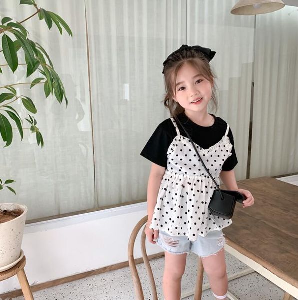 

2020 new style girls patchwork t-shirt summer cotton fashion girls 2-8t qh259, Blue