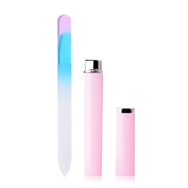 

1 set glass material nail file manicure gradient colored nail care filer professional manicure tool beauty supplies with pi