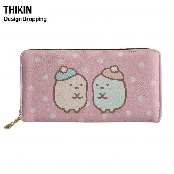 

thikin kawaii sumikko gurash cartoon girls cluth wallet pu leather for students female capacity travel purse with coin pocket, Red;black