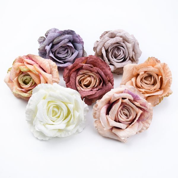 

100pcs 9cm roses head wedding bridal accessories clearance christmas decorative flowers home decor artificial flowers wholesale