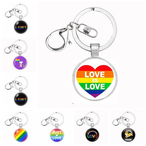 

lgbt pride lesbian gift pendant keychain rainbow gay pride key chain keyring key ring chaveiro gift souvenir llaveros jewelry, Silver