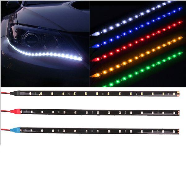 

10pcs 30cm waterproof light 1210/3528 30smd flexible led strips auto drl motorcycle car bike lamp 12v