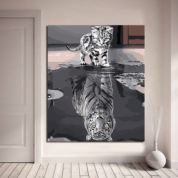 

cat тигр симпатичные животные обои wall art холст минималистский абстрактные плакаты печать картина маслом стена фотографии спальня home dec