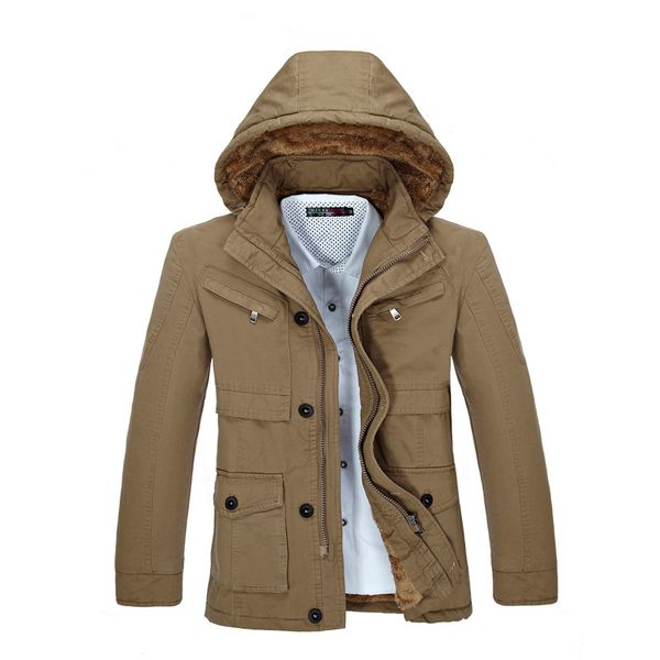 

winter thick new fashion brand men warm fleece hooded jacket coats long overcoat cotton jackets mens outerwear parka, Black;brown
