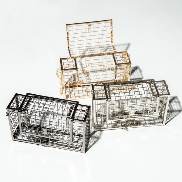 

unique fashion design personality hollow metal cages party clutch evening bag shoulder bag ladies handbag messenger bags purse cj191213