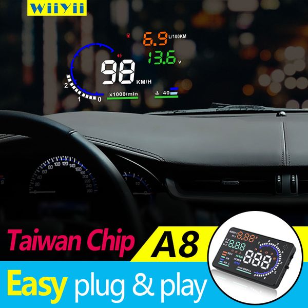 

a8-obd2-hud gps head up display car vehicle speedometer windshield projetor