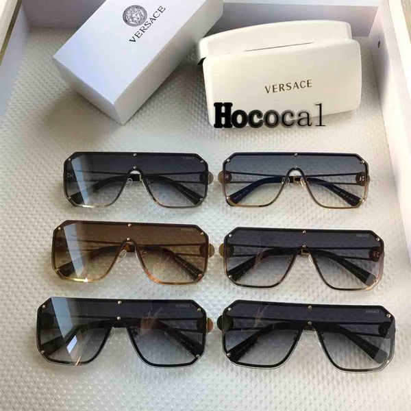 

2019hococal luxury brand medusa ve4378 conjoined large frame metal large frame men and women sunglasses size145, Blue