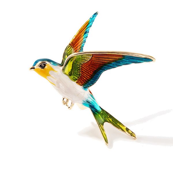 

cartoon alloy diamond drops paint color swallow brooch fund, Gray