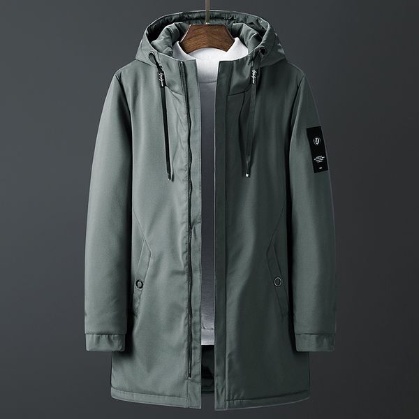 

fashion casual long jacket men's hooded windbreaker male parkas coats cotton autumn winter trench coat men japanese streetwear, Black