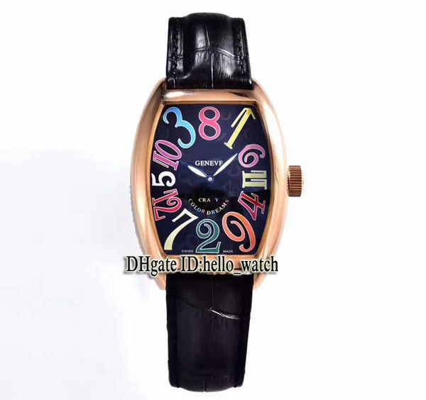 

new crazy hours color dreams 8880 ch black dial automatic mens watch rose gold case leather strap gents watches hello_watch, Slivery;brown