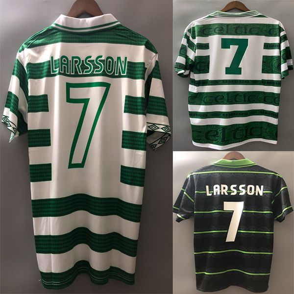 

retro 1995 1997 1999 larsson soccer jerseys home green 95 97 99 vintage football shirts brattbakk johnson wieghorst burley blinker mcnamara, Black;yellow