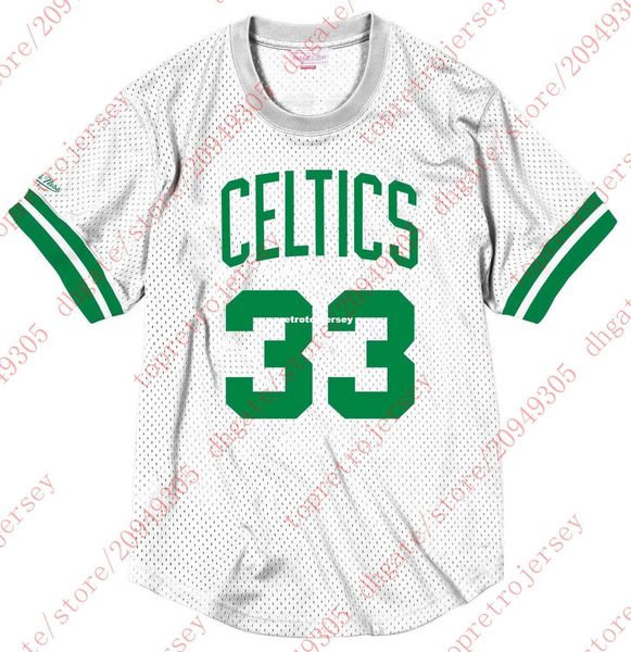 

shirt custom #33 larry bird mitchell & ness men's mesh white jersey stitched tee basketball jerseys ncaa, Black;blue