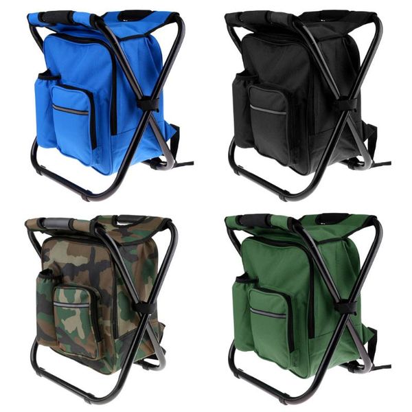

3 in 1 folding fishing chair outdoor camping stool lightweight portable chair with cooler bag shoulder strap & pockets