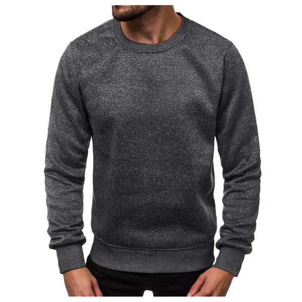 

muqgew 2019 men's slim sweatshirt o neck solid hoodies men warm winter long sleeve pullover sweatshirt tee outwear#g4, Black