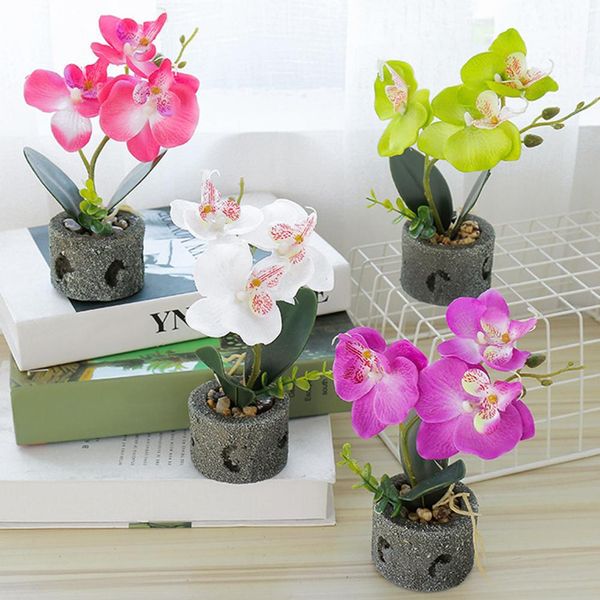 

artificial butterfly orchid with foam pot flowers potted bonsai garden diy party wedding decor silk flower bouquet phalaenopsis