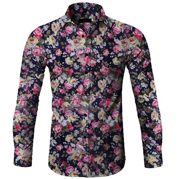 

2019 new style men's summer new style fashion leaf flower hawaiian style long-sleeved shirts casual male hawaiian shirts sales, White;black