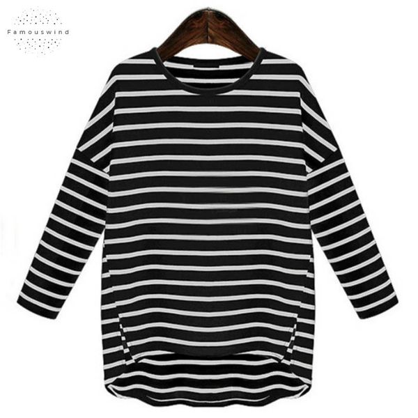 

autumn spring women t shirts stripe pure cotton female long sleeve tees loose large plus size xxxxxl s oversize 5xl, White
