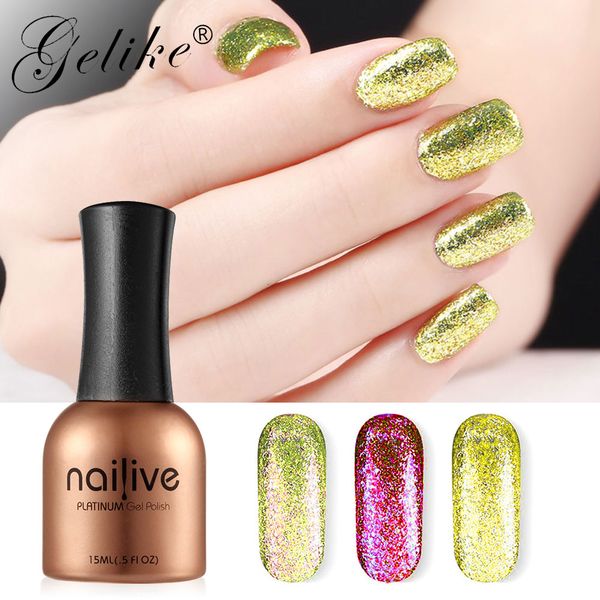 

gelike платина гель с блестками для ногтей гель-лак vernis soak off semi постоянный top coat основа для маникюра nail art long lasting, Red;pink