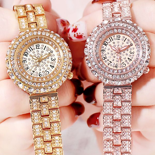 

quartz watches ladies women wristwatch rhinestone diamonds girls clock, Slivery;brown