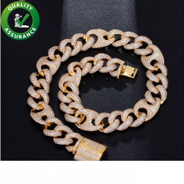 

18 мм хип-хоп bling цепи ювелирные изделия мужчины ледяной кубинский ссылка роскошный дизайнер ожерелье bling алмазная цепь хип-хоп рэпер мо, Silver