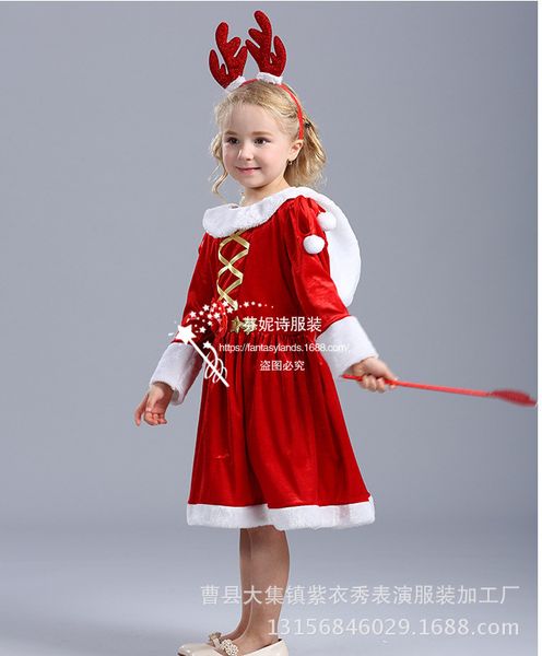 

санта-клаус костюм набор для девочек рождественская вечеринка косплей новый год платье дети карнавал костюм для детей хорошее качество барха, Black;red