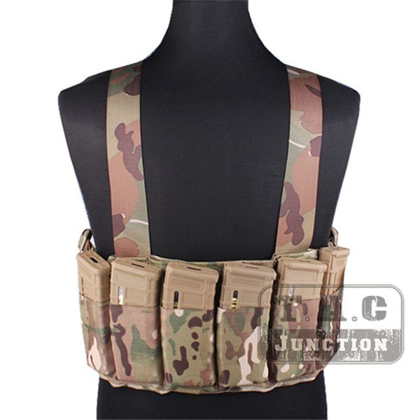 

tactical combat adjustable high speed chest rig coyote brown carrier vest with six pack m4 m16 magazine mag pouches, Camo;black